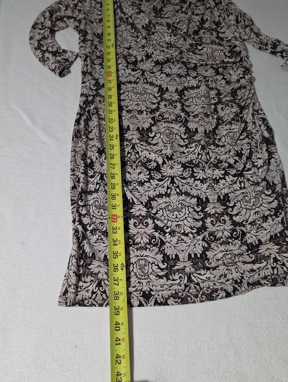 Glamour Beige and Black Floral Wrap Midi Dress Size 14. - Picture 11 of 12
